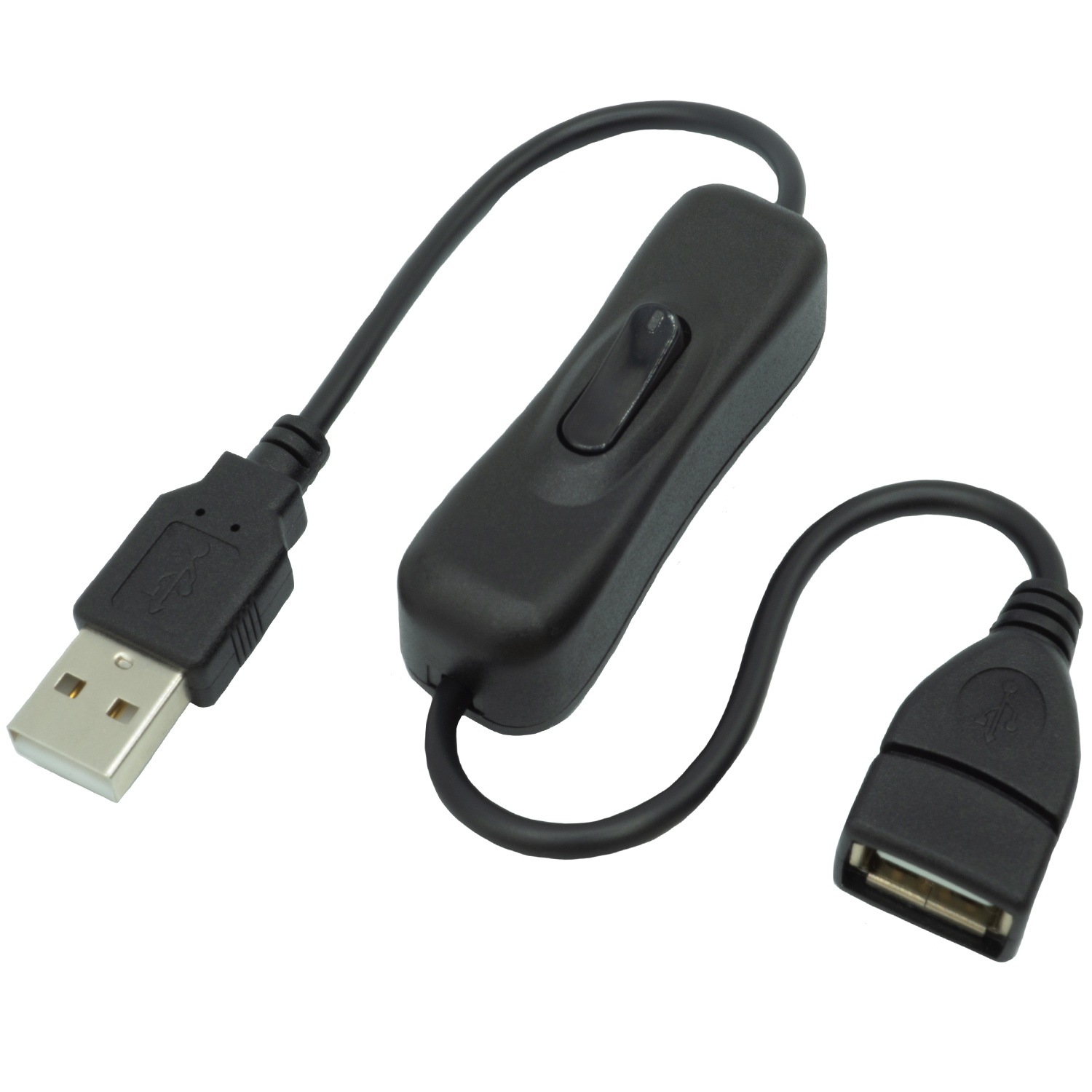 ON/OFFスイッチ付き USB2.0充電/転送延長ケーブル 全長約34cm SU2-SW30BK