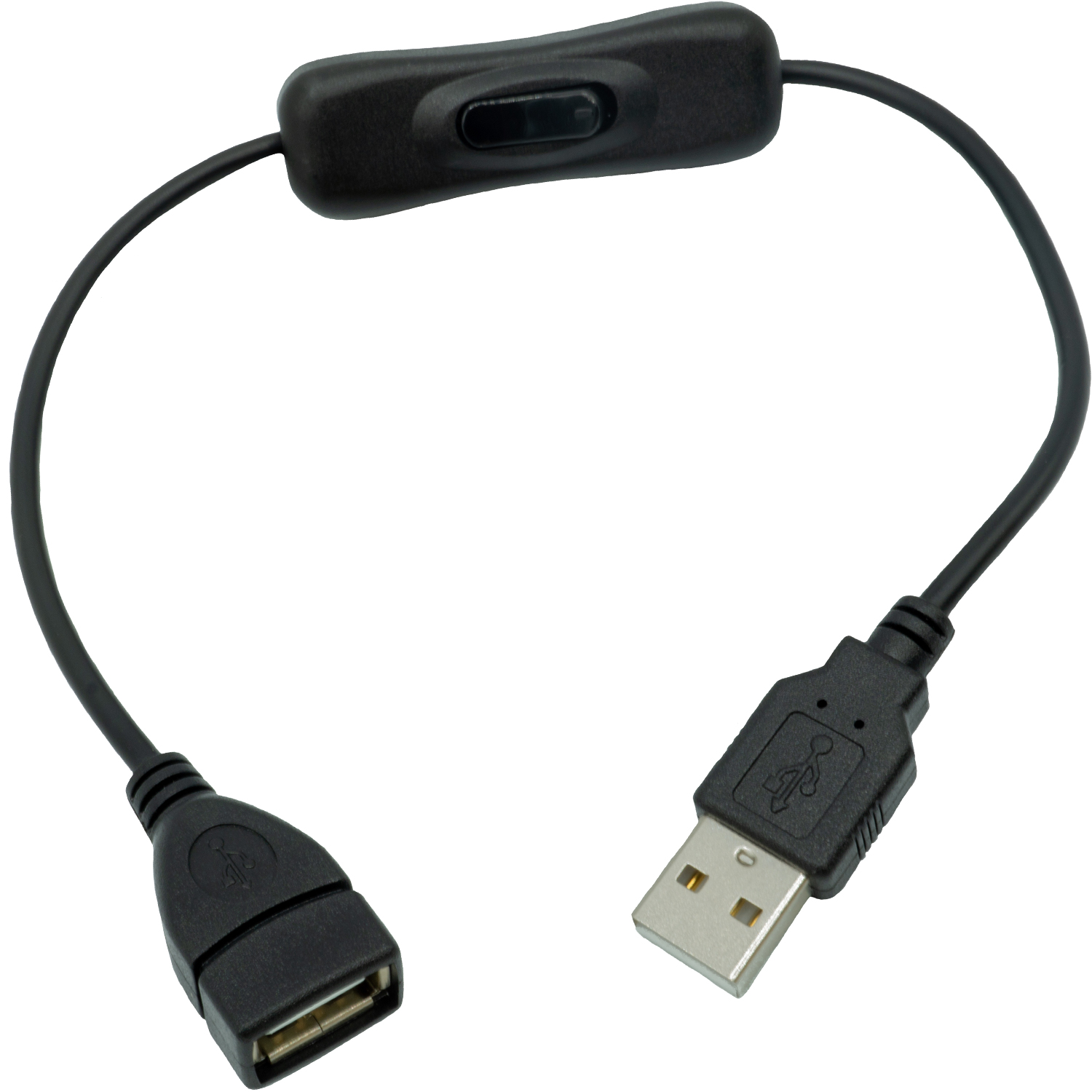 ON/OFFスイッチ付き USB2.0充電/転送延長ケーブル 全長約34cm SU2-SW30BK - 画像 (8)