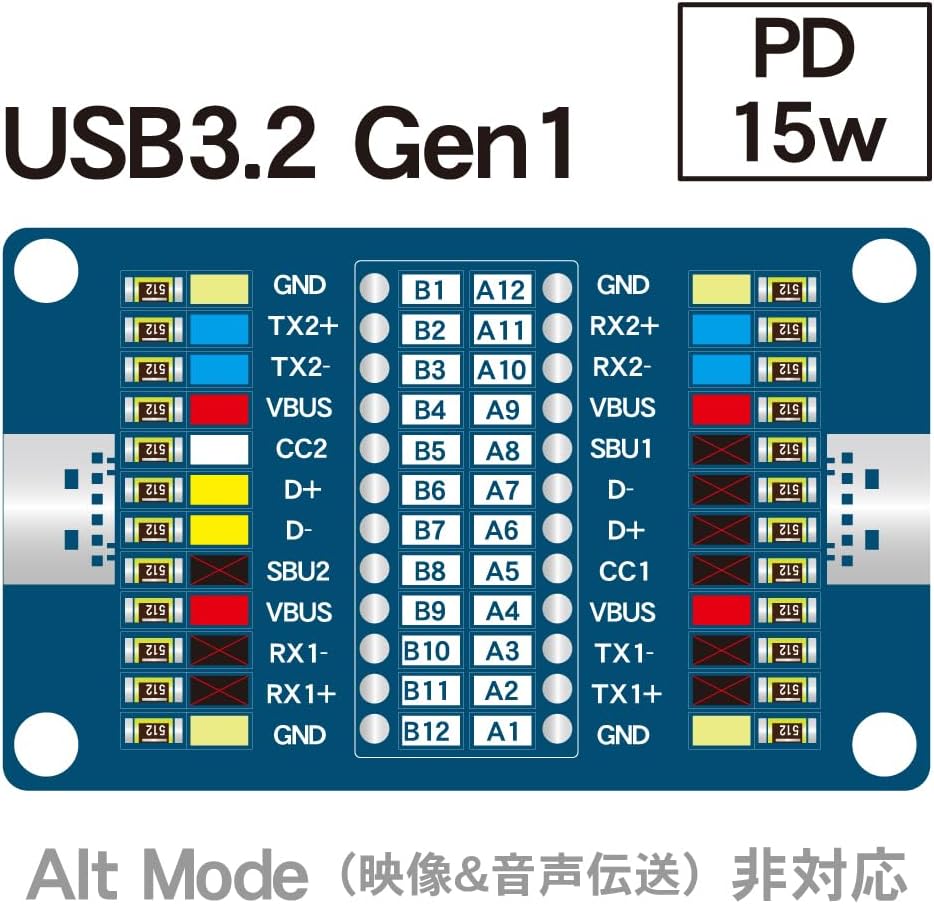 エスエスエーサービス 24pin対応 Type-Cケーブル結線検出モジュールボード USB-C ケーブルチェッカー MS-010 - 画像 (8)